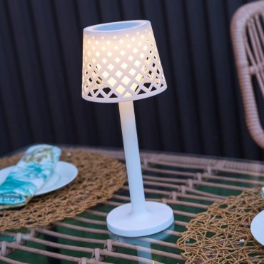 New Garden Gretita - lampe de table d'extérieur à piles - Ø11,7 x 31 cm - 1W LED inclus - IP44 - blanc
