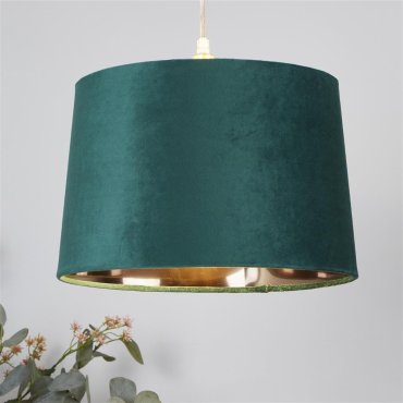 Searchlight Abat-jour Drum - Ø 30 x 20 cm - vert émeraude et or