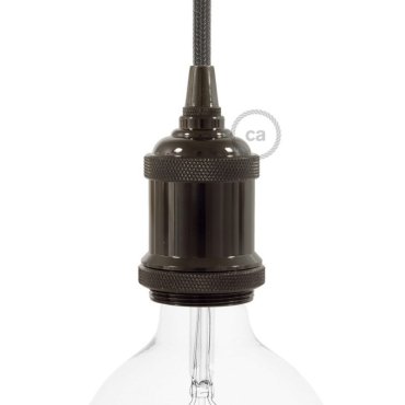 Creative Cables - Raccord E27 avec support de câble cylindrique - Ø 5 x 7,2 cm - noir perle