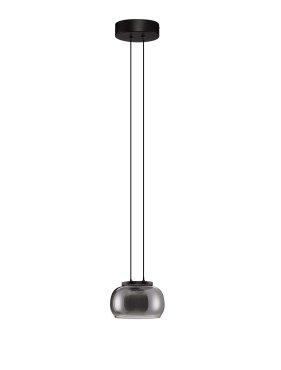 Nova Luce Bios - lampe suspendue - Ø 18 x 166 cm - 9W dimmable LED inclus - noir mat et gris fumé