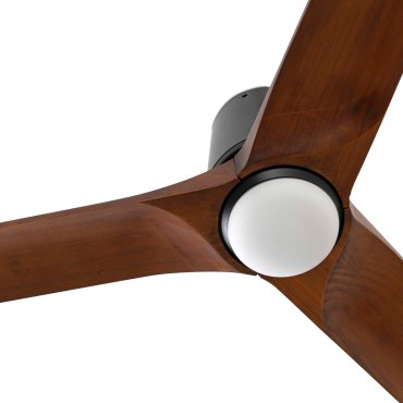 Faro Heywood Tub L - ventilateur de plafond avec lumière - Ø 132 - noir mat et noyer