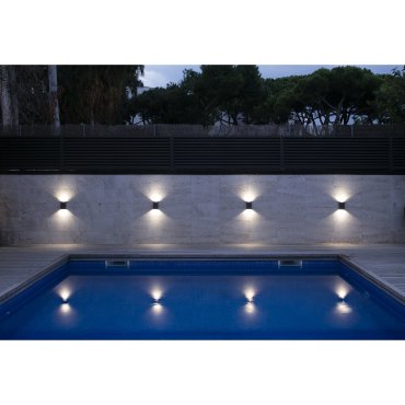 Faro Ling - applique murale - 9,2 x 7,1 x 15,7 cm - 6W LED inclus - IP54 - gris foncé