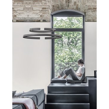 Nova Luce Torrente - lampe suspendue - Ø 80 x 120 cm - 93W LED dimmable inclus - sand black