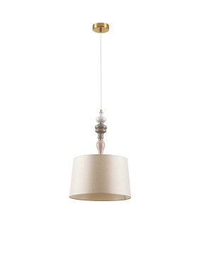 Nova Luce Damo - lampe suspendue - Ø 34 x 150 cm - laiton antique, orange doux et brun