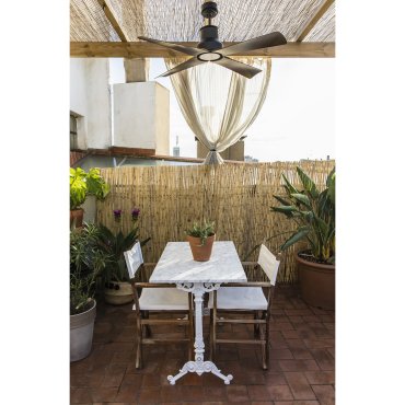 Faro Winche - ventilateur de plafond avec télécommande - Ø 127 cm - IP44 - noir et brun foncé