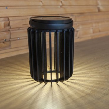 Lutec Kozy - lampe de table solaire pour l'extérieur - Ø 13,7 x 18,6 cm - 2,8W LED inclus - IP44 - noir