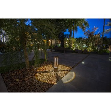 Faro Agra - lampe de jardin - 10,8 x 10,8 x 65 cm - 9W LED inclus - IP55 - brun rouille