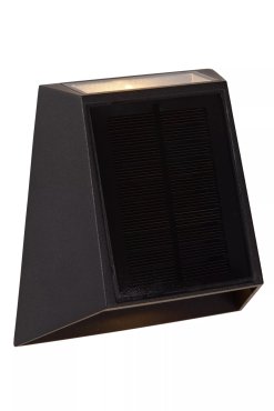 Lucide Luton - Applique d'extérieur avec capteur solaire jour/nuit - 13 x 7,4 x 13,4 cm - 1W LED dimmable inclus - IP54 - noir