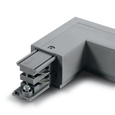 ONE Light Square Track Accessories - angle droit - droit - système de rail triphasé 16A - gris