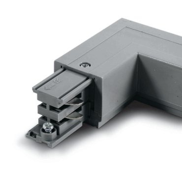ONE Light Square Track Accessories - angle droit - gauche - système de rail triphasé - 16A - gris