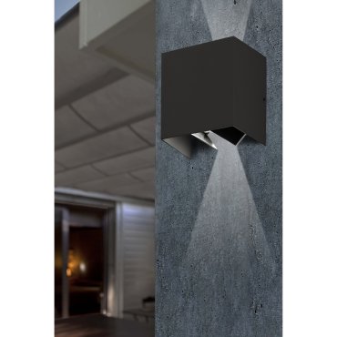 Faro Olan - applique murale - 14,5 x 14 x 10,5 cm - 6W LED inclus - IP65 - gris foncé