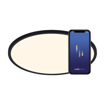 Nordlux Oja Smart - plafonnier - Ø 60 x 2,3 cm - 30W - fonction de gradation via app - 2700-6500K - noir