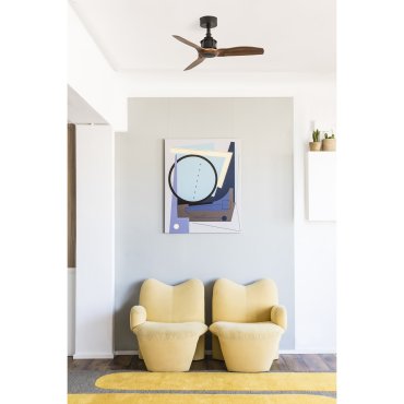 Faro Just Fan XS - ventilateur de plafond avec télécommande - Ø 81 cm - brun foncé et noir
