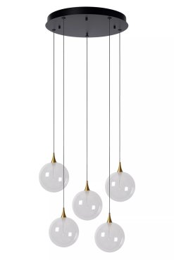 Lucide Gisela - lampe suspendue - Ø 48 x 150 cm - 5 x 3,8W LED dimmable inclus - transparent