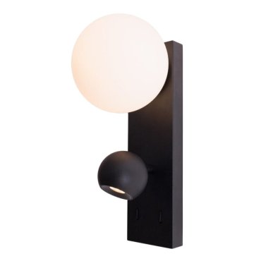 Maxlight Atom - applique murale en saillie avec interrupteur - 8 x 28 cm - 5W + 5W LED inclus - noir et opale