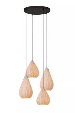 Lucide Cinzia - lampe suspendue 4L - Ø 55,5 x 154 cm - blanc