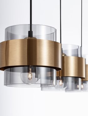 Nova Luce Sianna - lampe suspendue - 82 x 18 x 140 cm - fumé et doré