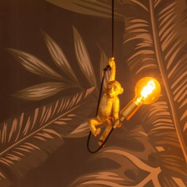 Lucide Extravaganza Chimp - lampe suspendue - Ø 18 x 185 cm - noir et or