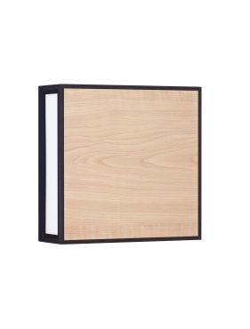 Nova Luce Astral - applique murale et plafonnier extérieur - 22 x 22 x 8,7 cm - 16W LED inclus - IP65 - anthracite foncé et bois