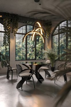 Maxlight Trio Arc - lampe suspendue - 80 x 180 cm - 3 x 21W LED inclus - or brossé