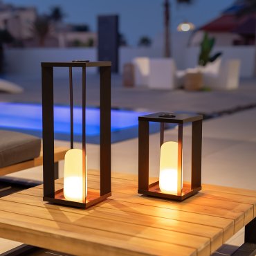 New Garden Siroco 50 - lampadaire et lampe de table portable - 18 x 18 x 50 cm - 2W LED dimmable inclus - IP54 - noir
