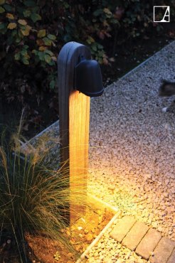 Authentage Balume sur poteau en bois - poteau de jardin - 11 x 14 x 100 cm - IP43 - bronze