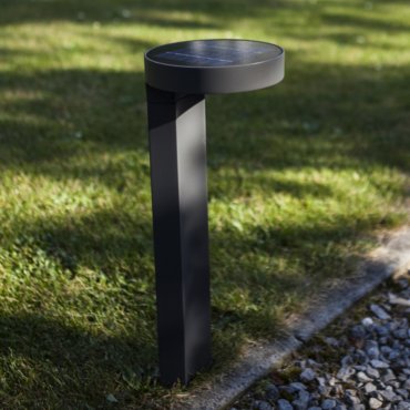Lutec Diso - poteau de jardin solaire avec capteur - 17 x 17 x 45 cm - 2W LED inclus - IP44 - gris foncé