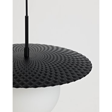 Nova Luce Obbit - lampe suspendue - Ø 38 x 120 cm - noir mat et opale