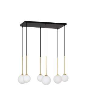 Nova Luce Savoy - lampe suspendue - 77 x 163 x 34 cm - satin doré, noir mat et blanc opale