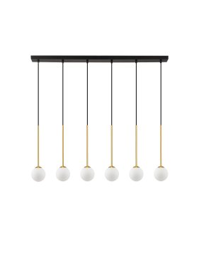 Nova Luce Savoy - lampe suspendue - 100 x 160 x 11 cm - satin doré, noir mat et blanc opale
