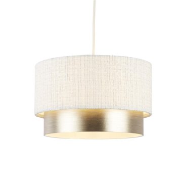 Searchlight Abat-jour tambour en velours - Ø 35 x 22 cm - blanc et champagne