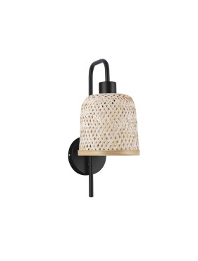 Nova Luce Intra - applique murale - Ø 16 x 36 cm - bambou naturel et noir