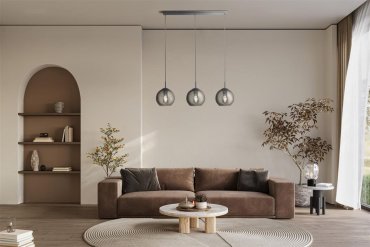 Searchlight Balls - lampe suspendue - 81 x 15 x 147 cm - chrome et verre fumé