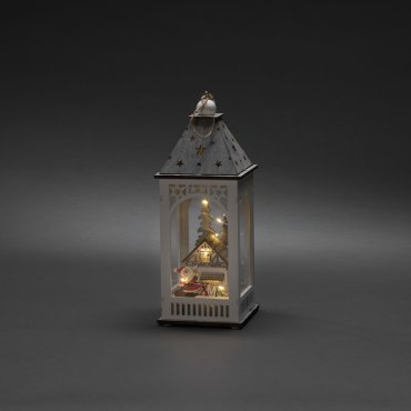 Konstsmide Lumières de Noël - lanterne en bois alimentée par piles - 11 x 11 x 29 cm - marron