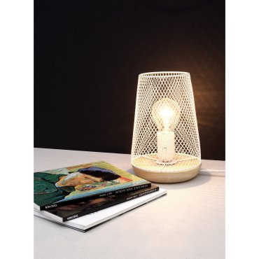 Nova Luce Marco - lampe à poser - Ø 15 x 19 cm - blanc et brun