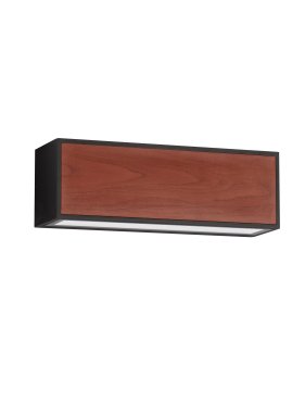 Nova Luce Brown - applique murale solaire extérieure - 25,8 x 8,6 x 8,6 cm - 2W LED inclus - IP65 - noir sablé et bois