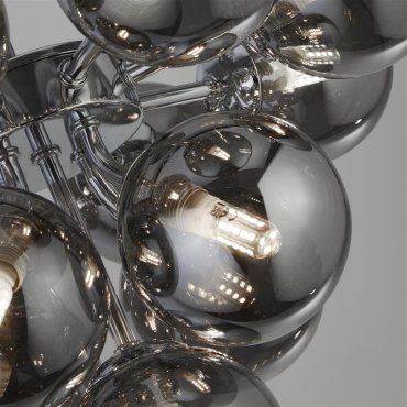 Searchlight Berry - plafonnier - Ø 41 x 35 cm - chrome et verre fumé