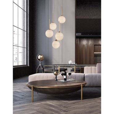 Nova Luce Cantona - lampe suspendue - Ø 35 x 180 cm - laiton doré et blanc