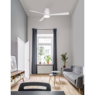 Nova Luce Silky - ventilateur de plafond avec lumière et télécommande - Ø 132 x 25 cm - 18W LED inclus - blanc mat