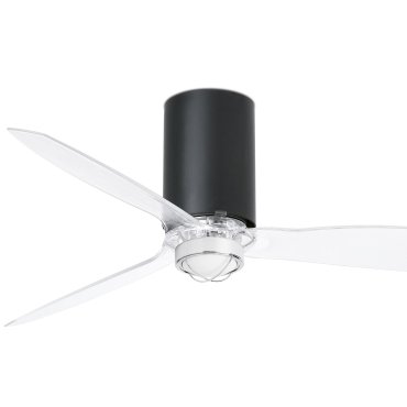 Faro Mini Tube - ventilateur de plafond avec lumière et télécommande - Ø 128 cm - 17W LED inclus - noir mat et transparent