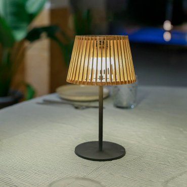 New Garden Okinawa - lampe de table solaire rechargeable - Ø16 x 36 cm - 3,5W LED incluse - IP54 - bambou