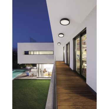 Nova Luce Oliver - plafonnier d'extérieur - Ø 27 x 7 cm - 20W LED inclus - IP65 - noir sable