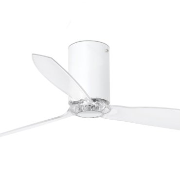 Faro Mini Tube - ventilateur de plafond avec télécommande - Ø 128 cm - blanc mat et transparent