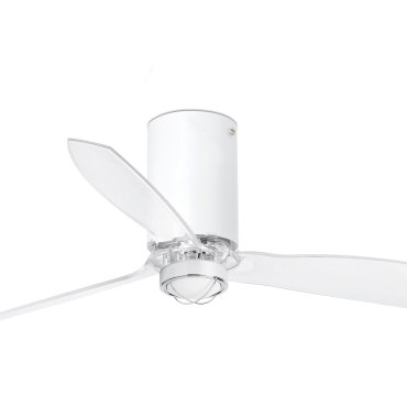 Faro Mini Tube - ventilateur de plafond avec lumière et télécommande - Ø 128 cm - 17W LED inclus - blanc mat et transparent