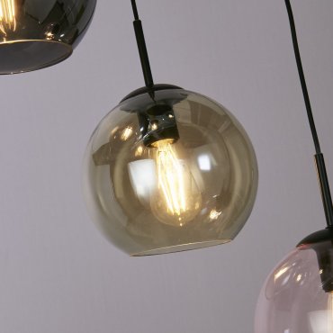 Searchlight Mardi Gras II - lampe suspendue - Ø 51 x 120 cm - noir mat et verre coloré