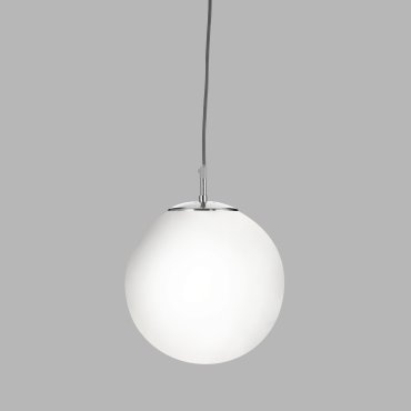 Searchlight Atom - lampe suspendue - Ø 30 x 120 cm - argent satiné et opale brillant