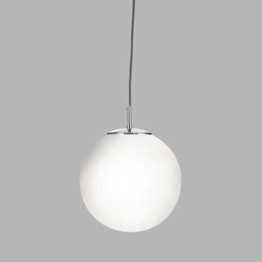 Searchlight Atom - lampe suspendue - Ø 25 x 120 cm - argent satiné et opale brillant