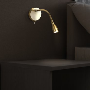 Searchlight Flexy - applique murale avec bras de lecture flexible - 7 x 29 cm - 0,8W LED inclus - laiton satiné