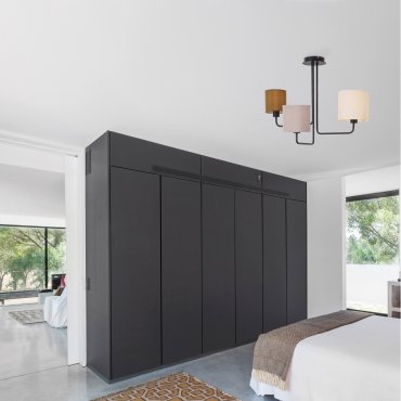 Nova Luce Bitonto - lampe suspendue - Ø 56,2 x 43 cm - noir sable, gris, marron et ivoire