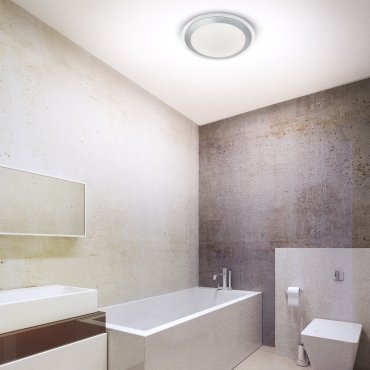 Searchlight Bathroom Flush - plafonnier de salle de bains - Ø 33 x 7 cm - 12W LED dimmable inclus - IP44 - argenté